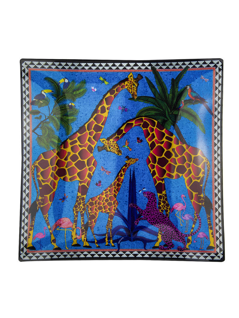 Ortigia - Glass Plate Giraffe Blue