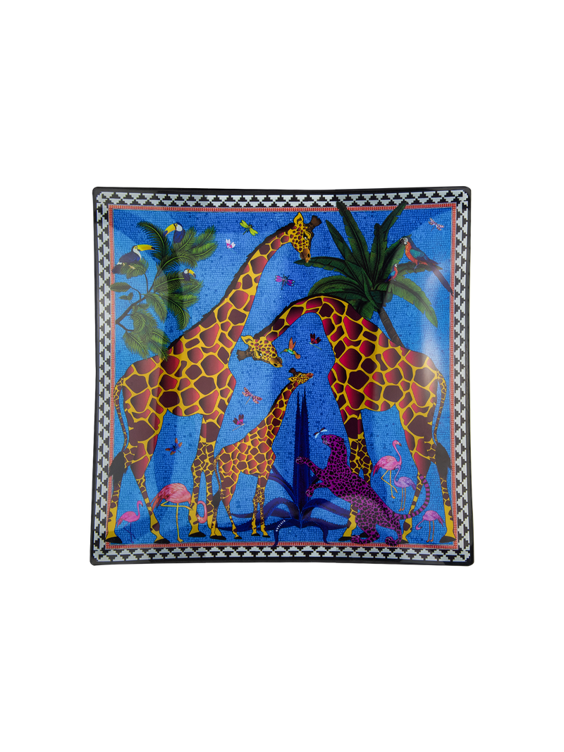 Ortigia - Glass Plate Giraffe Blue
