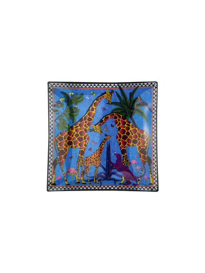 Ortigia - Glass Plate Giraffe Blue