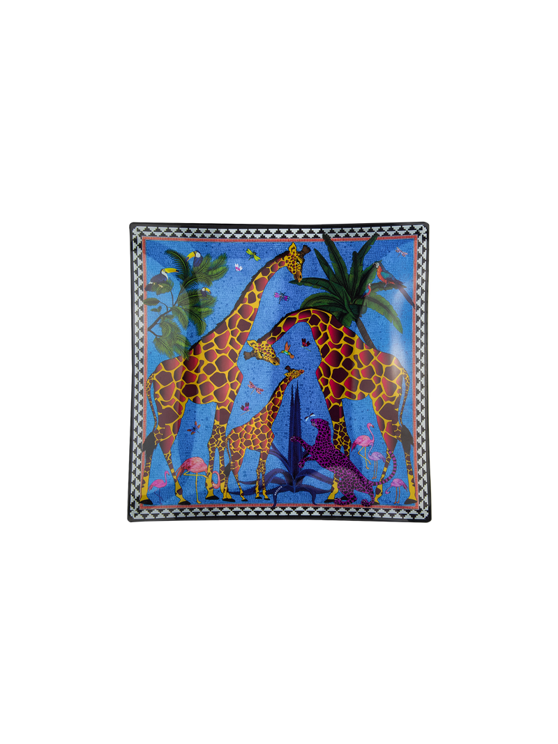 Ortigia - Glass Plate Giraffe Blue