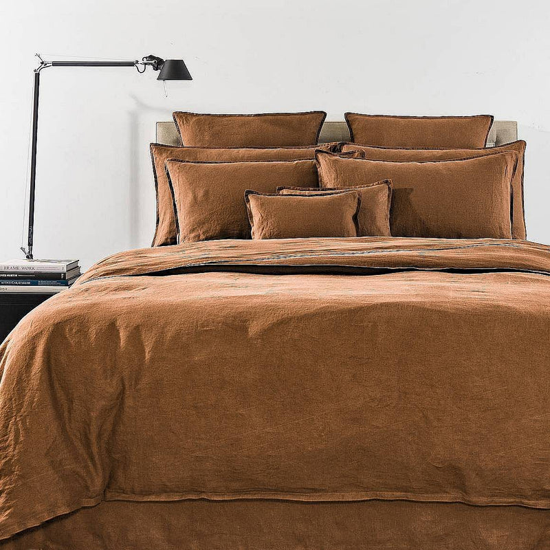 Messina - Quilt Cover Mustard and Tobacco