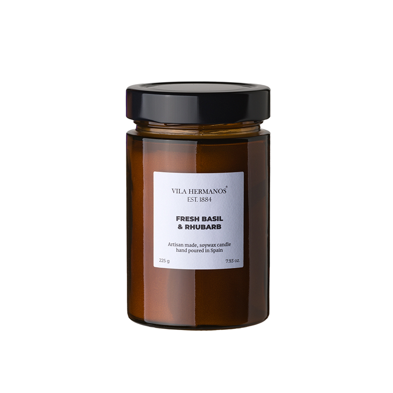 Vila Hermanos - Apothecary Amber Collection - Fresh Basil & Rhubarb - Candle